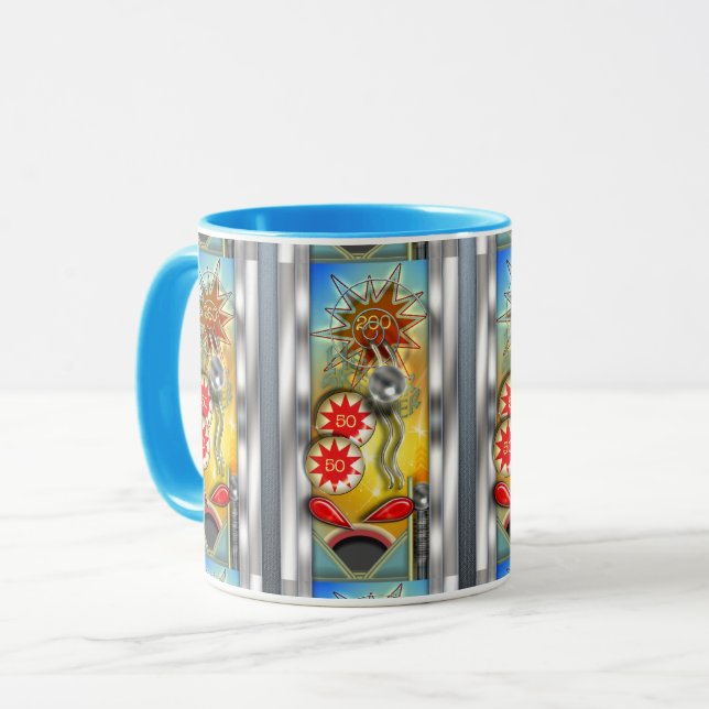 Caneca Máquina de Pinball retro engraçada (Frente Esquerda)