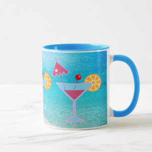 Caneca Mar de Abstrato de Coquetel Rosa Tropical e Azul