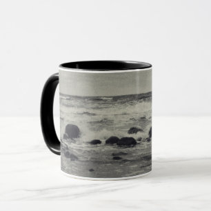 Caneca Mar turbulento em preto e branco