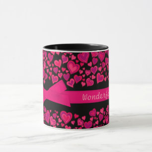 Caneca "Maravilhosa esposa x" corações cor-de-rosa-vermel