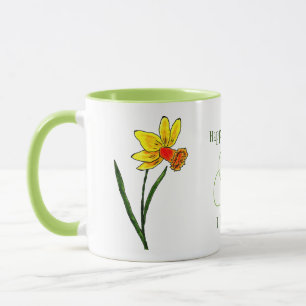 Caneca Marcha de nascimento flor Amarelo Verde Daffodil M