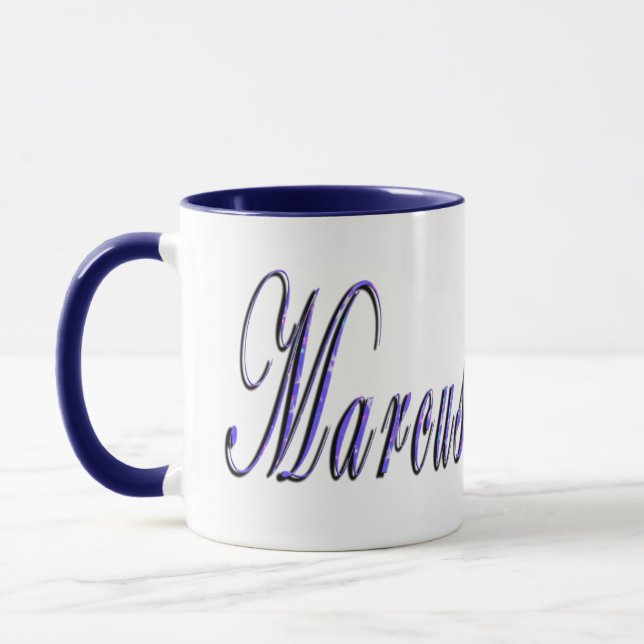 Caneca Marcus, Nome, Logotipo, Blue Combo Coffee Mug. (Esquerda)