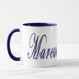 Caneca Marcus, Nome, Logotipo, Molho Azul De Café.
