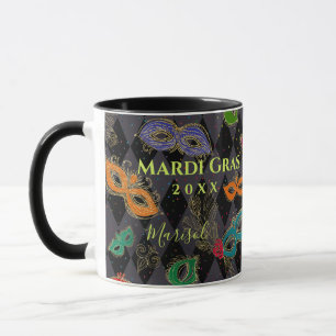 Caneca Mardi Gras Mascarada Máscara Nome Negro do Harlequ