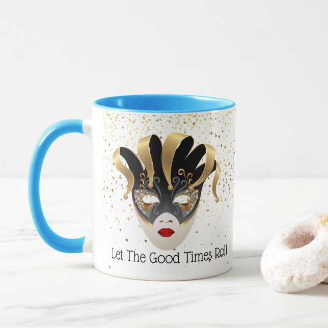 Caneca Mardi Gras Mug-Let The Good Times Roll (Com Donut)