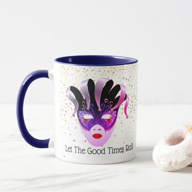 Caneca Mardi Gras Mug-Let The Good Times Roll (Com Donut)