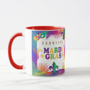 Caneca Mardi Gras Music Carnaval Tropical Fleur de Lis