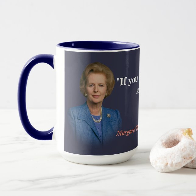 Caneca Margaret Thatcher Cita Quem Perguntar (Com Donut)