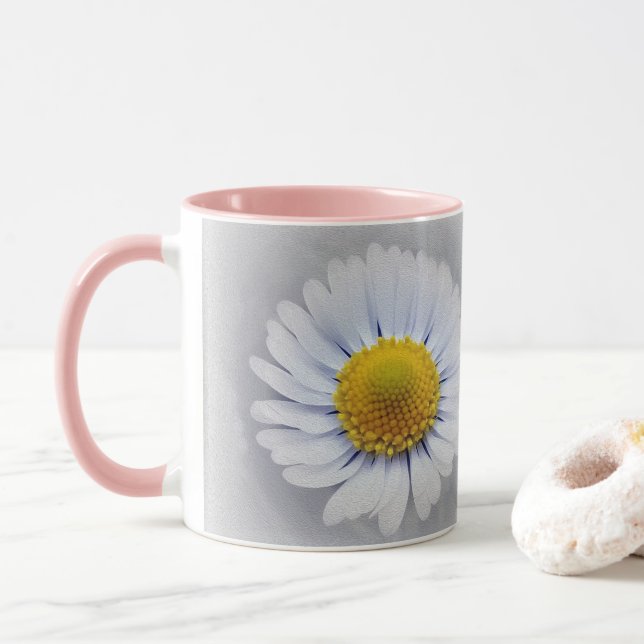 Caneca margarida branca brilhante (Com Donut)