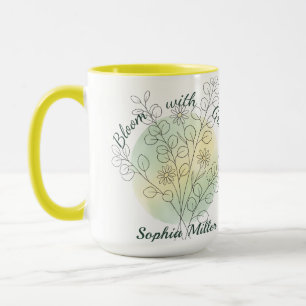 Caneca Margarida Flor de Nascimento de Abril Personalizad