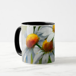 Caneca margaridas em estilo aquarela vintage