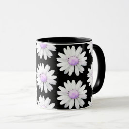 Caneca Margaridas Roxas Bonitas Pontilhadas
