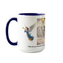 Maria visita o túmulo vazio e vê um Anjo.      