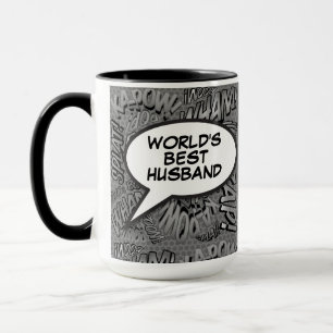 Caneca Marido Diversão Moderno Preto e Branco