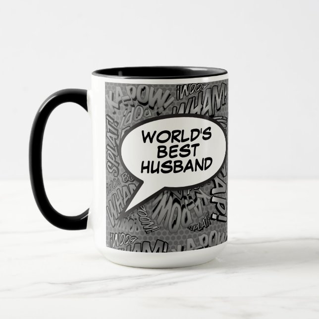 Caneca Marido Diversão Moderno Preto e Branco (Esquerda)