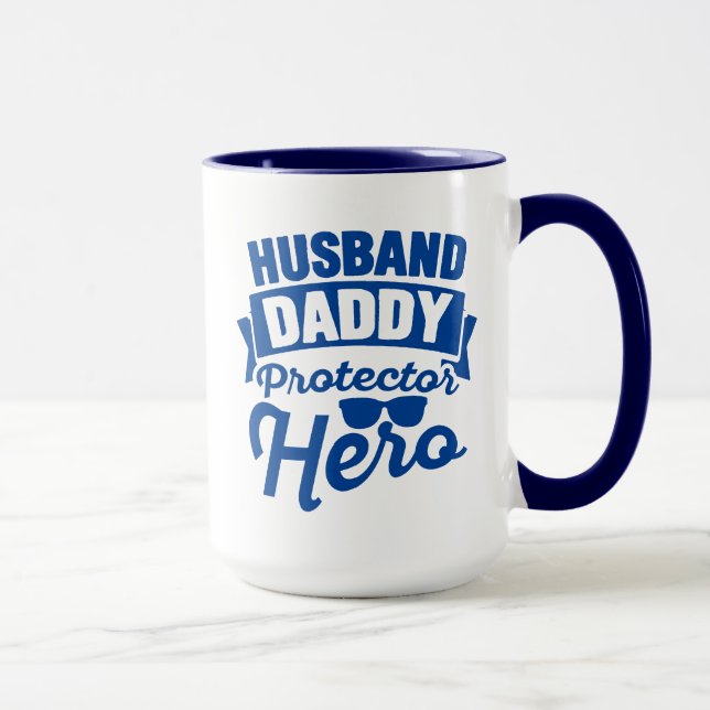 Caneca Marido. Pai. Protetor. Herói. (Direita)