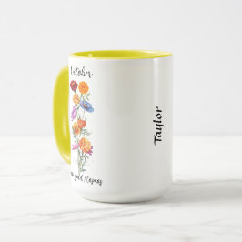 Caneca Marigold e Cosmos, Flor de Nascimento de outubro
