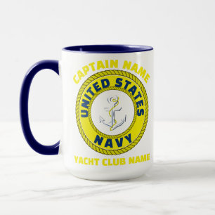 Caneca Marinho azul Anchor, capitão náutico à vela no Ver