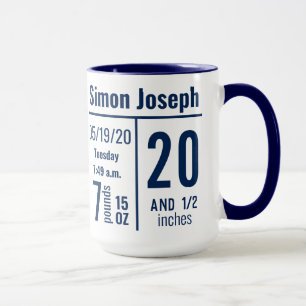 Caneca Marinho Azul Baby Boy Foto, Registro de Nascimento