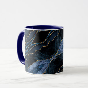 Caneca Marinho Azul, Dourado Café Mug