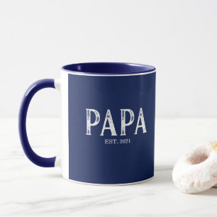 Caneca Marinho Azul Papa Ano Estabelecido