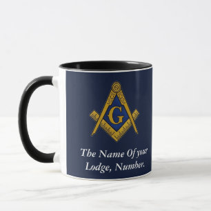 Caneca Marinho Blue Freemason Masonic Compass Quadrado