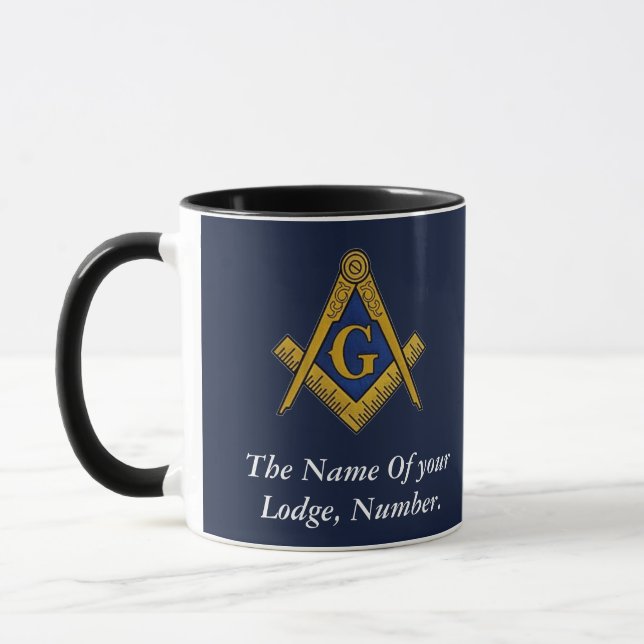 Caneca Marinho Blue Freemason Masonic Compass Quadrado (Esquerda)