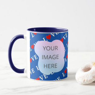 Caneca Marinho Blue LOVE Retro Elegante