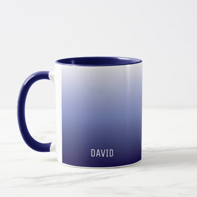 Caneca Marinho Blue Ombre Personalizado Nome da Cara Mug (Esquerda)