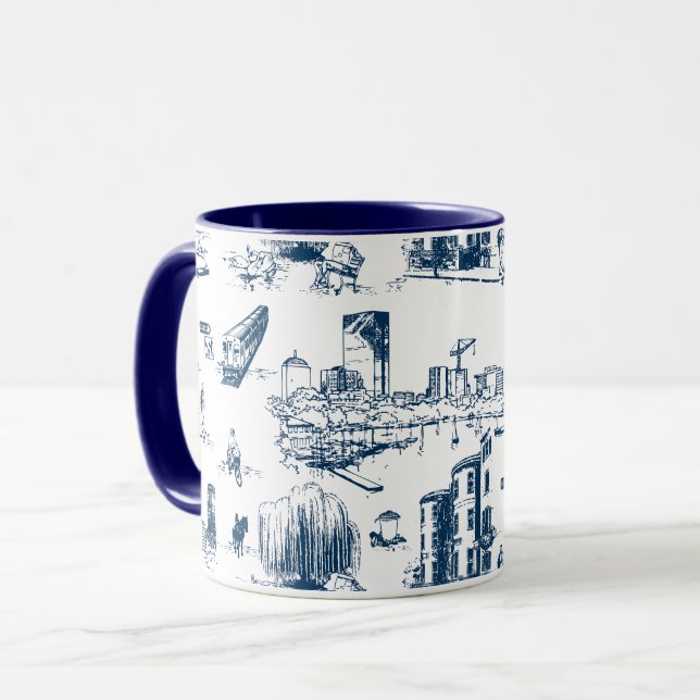 Caneca Marinho de Boston Toile (Frente Esquerda)