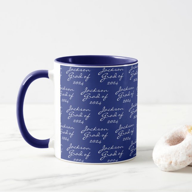 Caneca Marinho de Graduação Azul Formando Personalizado C (Com Donut)
