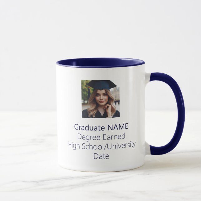 Caneca Marinho de Graduação de Fotografias de Formando Pe (Direita)
