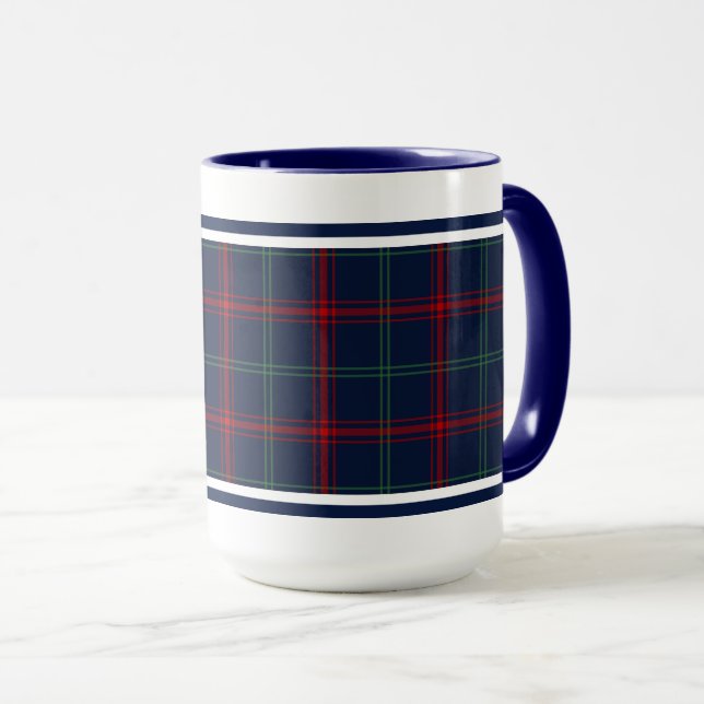 Caneca Marinho de Padrão do Lynch Tartan Xadrez Azul Irla (Frente Esquerda)