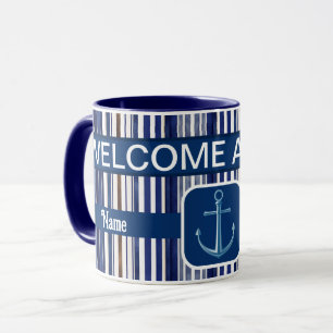Caneca Marinho de Verão Blue Trendy Boat Strips