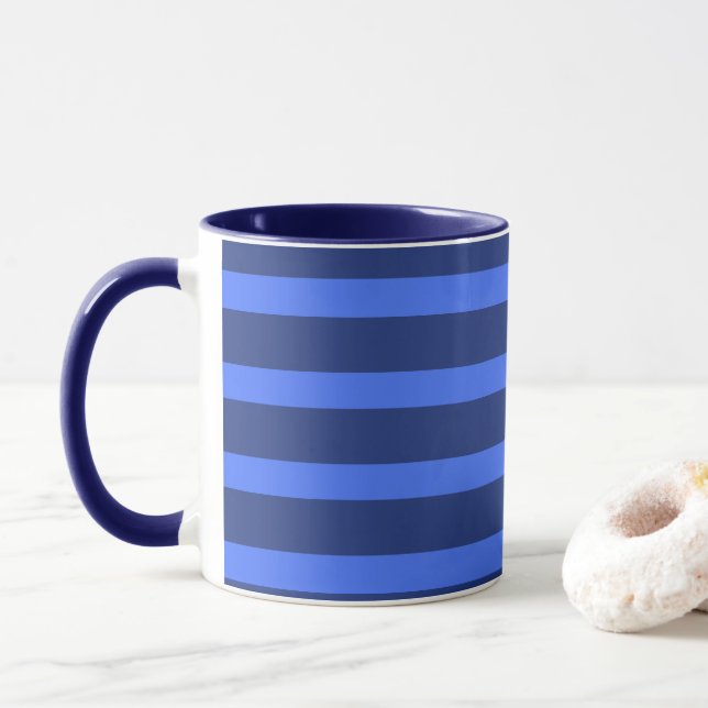 Caneca Marinho Geométrico Simples Moderno Azul com Duas P (Com Donut)