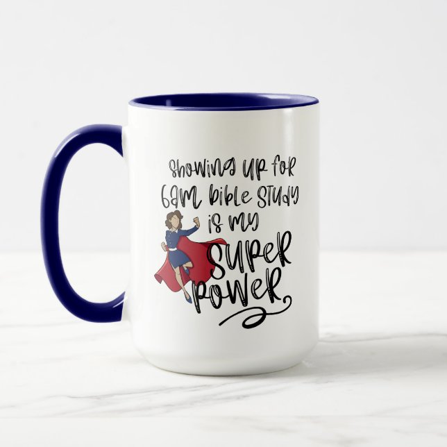 Caneca marinho IRMÃ SUPER POWER (Pele Leve) 6 da manhã (Esquerda)