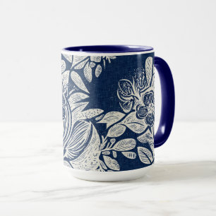 Caneca Marinho Masculino Efeito Azul Indigo Floral por to