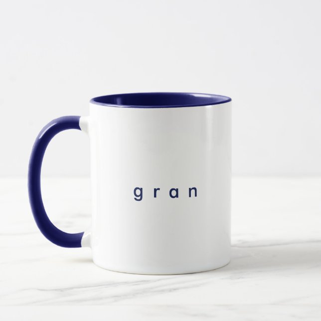 Caneca Marinho Mínimo Azul Texto Personalizado Branco (Esquerda)
