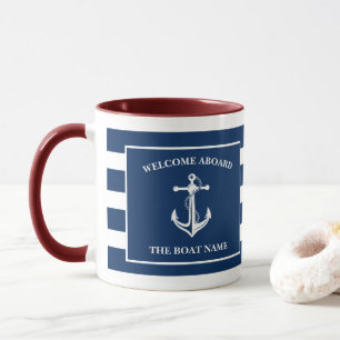 Caneca Marinho Náutico Azul, Boas-vindas a bordo Anchor d
