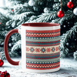 Caneca Marinho Vermelho Nórdico Feriado de Natal Feio
