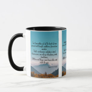 Caneca Mark 7:21-23 KJV - Escritura de Bíblia Pic de Dois