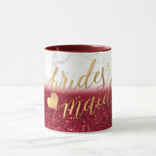 Caneca Mármaco de Bridesmaid PixDezines+Dourado+Glitter 