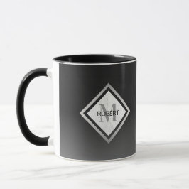 Caneca Mármaco de prata preto monograma