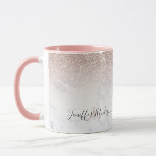 Caneca Mármore branco, branco, cor-de-rosa-rosa, brilhan