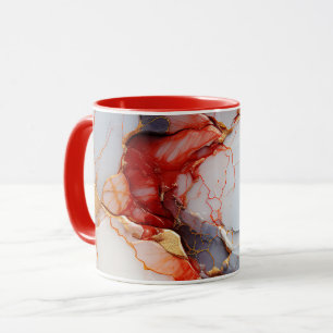 Caneca Mármore de Marfim com Veias Carmim e Douradas