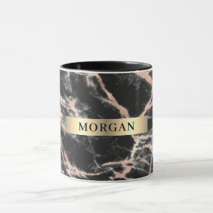 Caneca Mármore Dourado preto e Rosa, nome na Banda Dourad