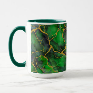 Caneca Mármore em Veias Esmeralda e Dourado