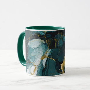 Caneca Mármore Esmeralda com Veias Douradas