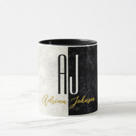 Caneca Mármore Monograma Ouro Preto