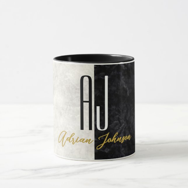 Caneca Mármore Monograma Ouro Preto (Centro)